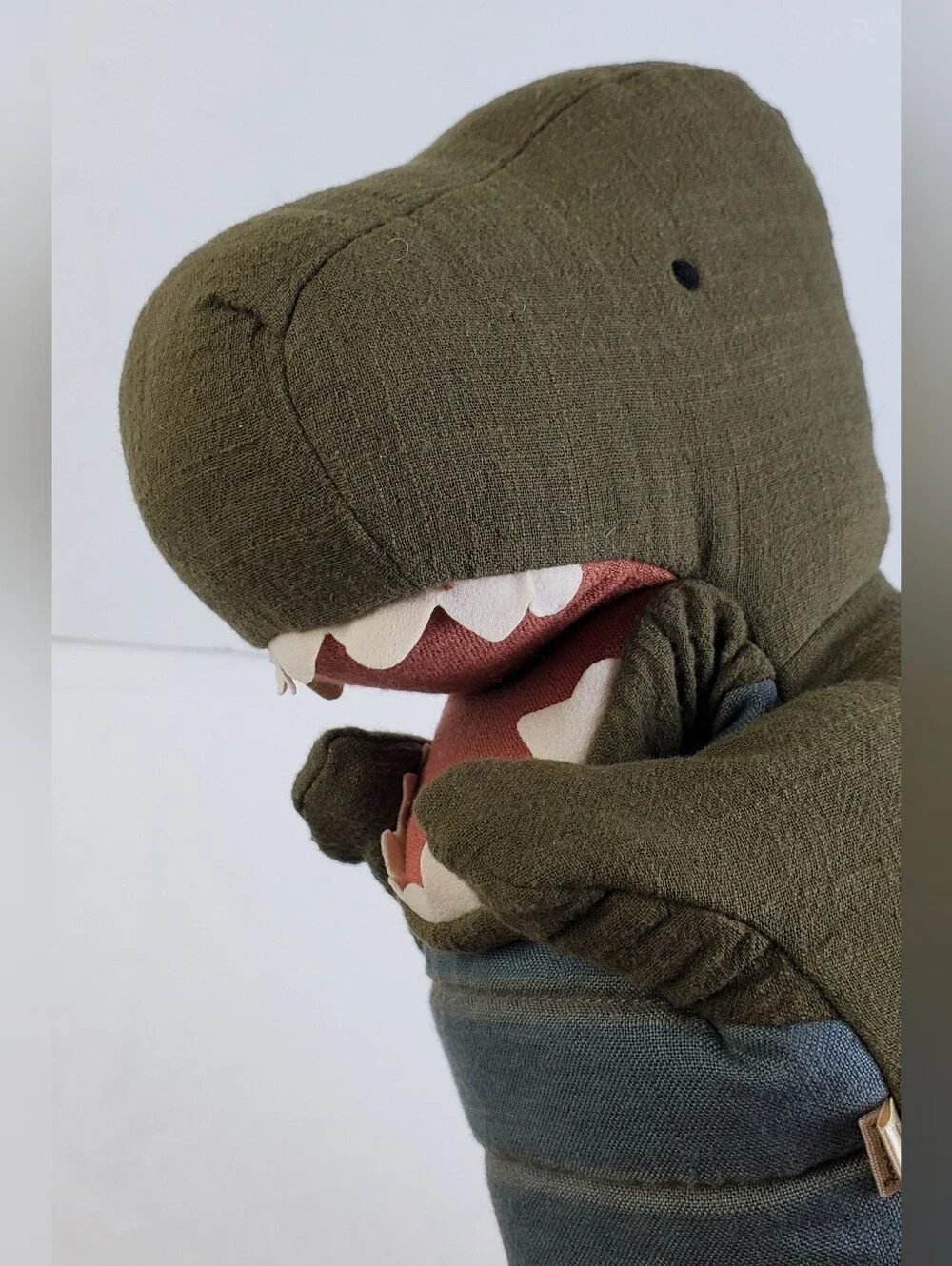 Maileg 2020 Gantosaurus Rex Dinosaur Hand Puppet Cotton Linen Soft - EUC